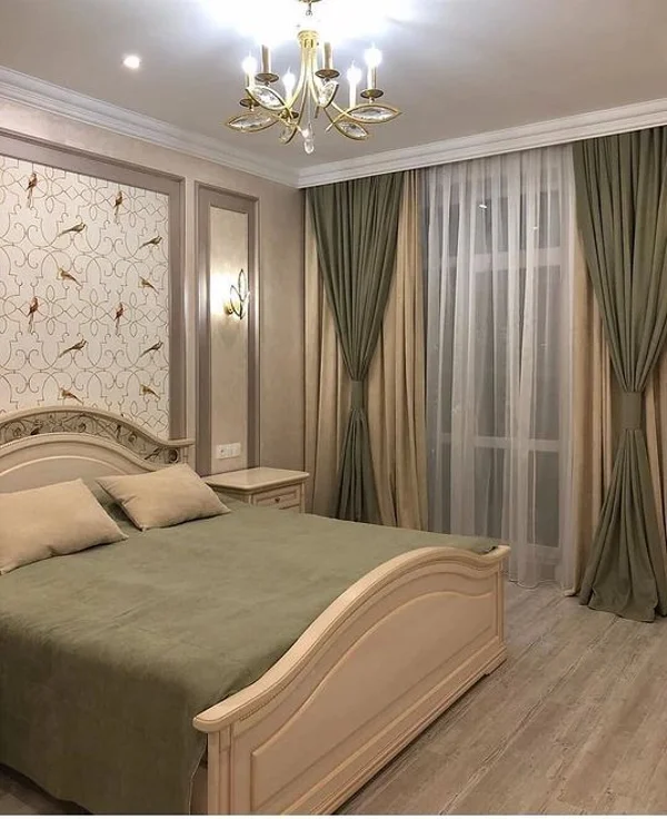 Elegant bedroom curtains with modern soft fabric