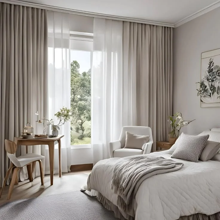Soft linen bedroom curtains for natural light